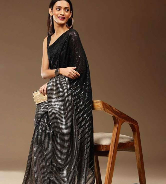 Black Designer Saree