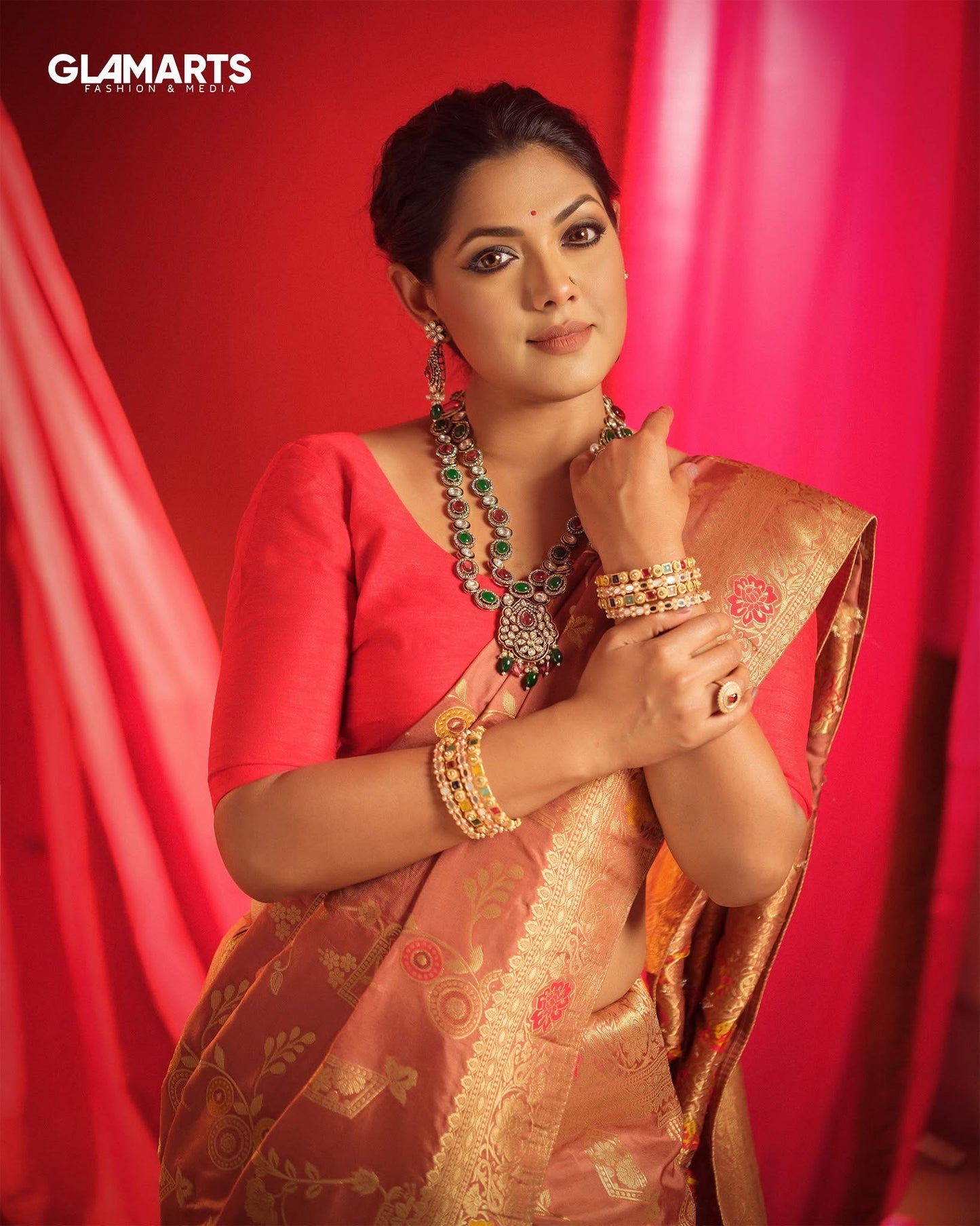 Orange Jamdani Saree