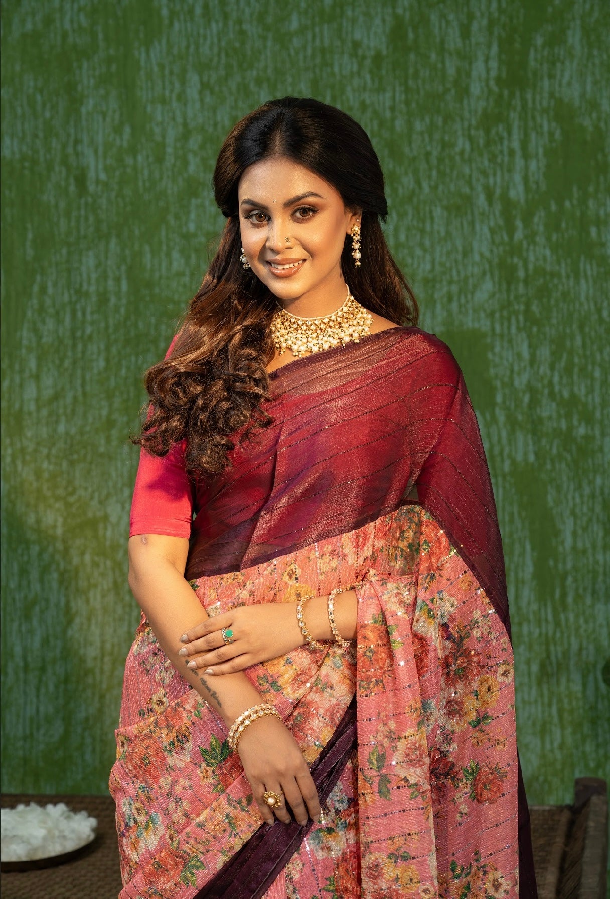 Muave Floral Georgette Saree