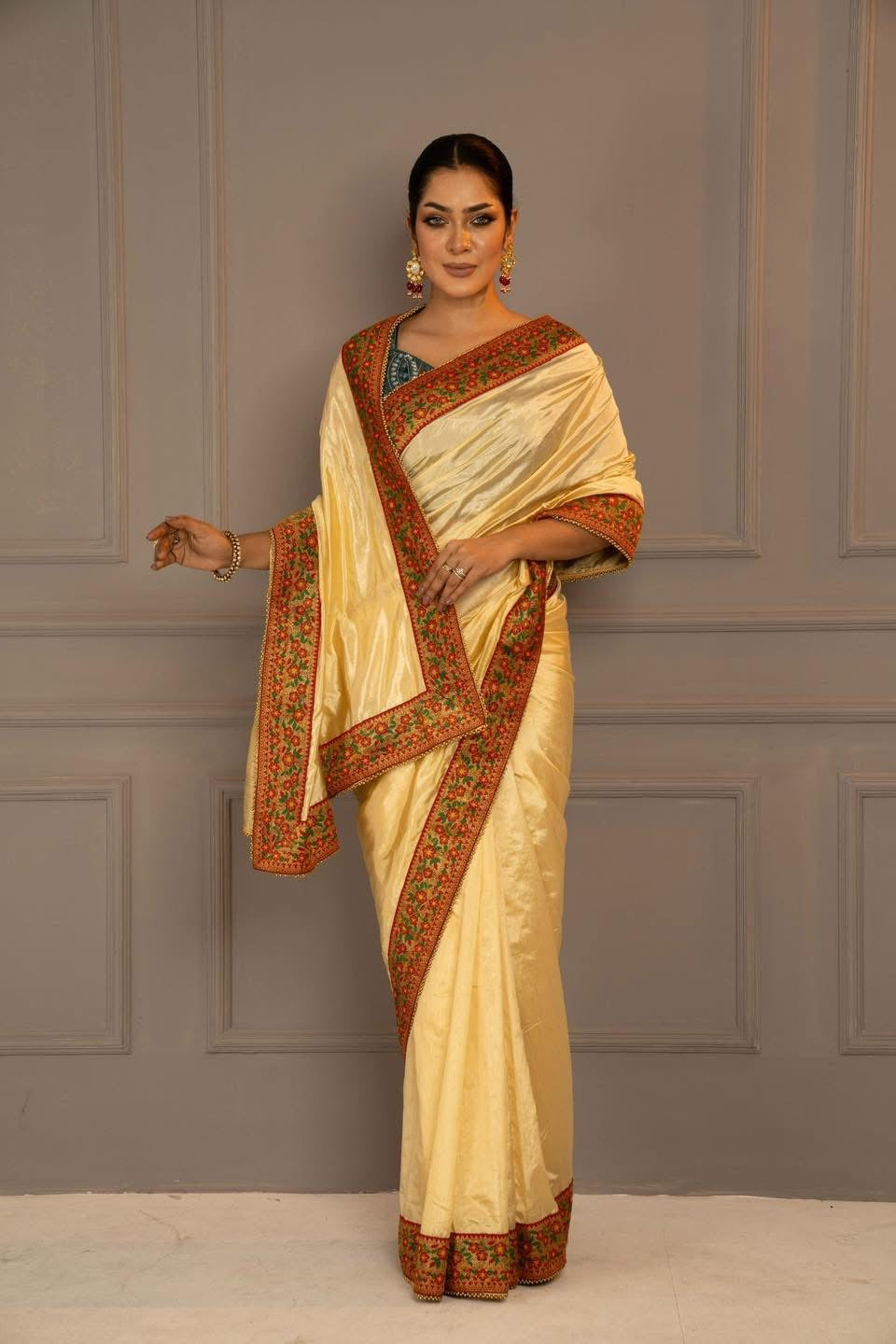 Cream Kanchipuram Saree