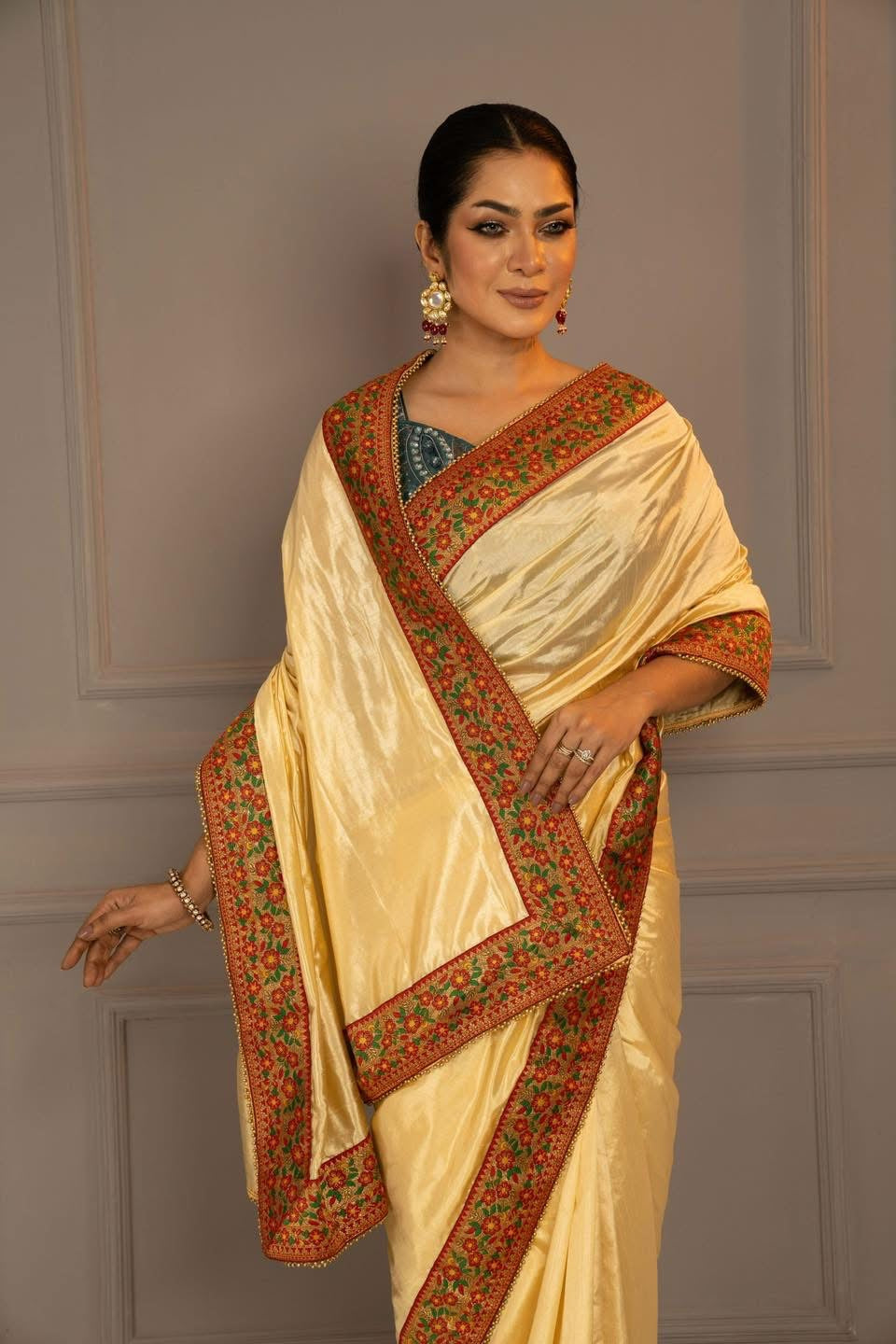 Cream Kanchipuram Saree
