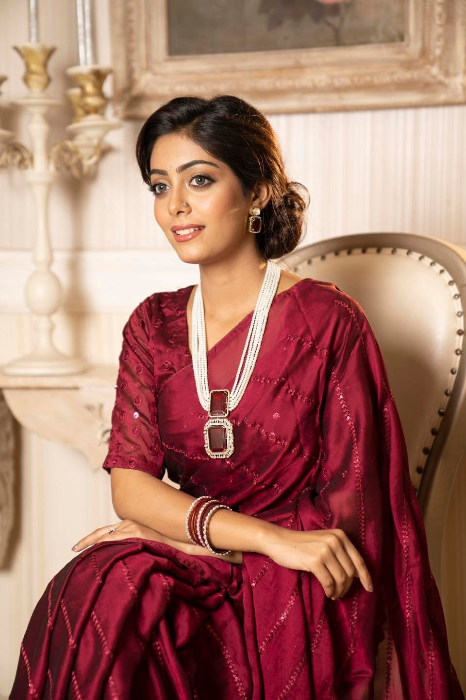 Wine Saree