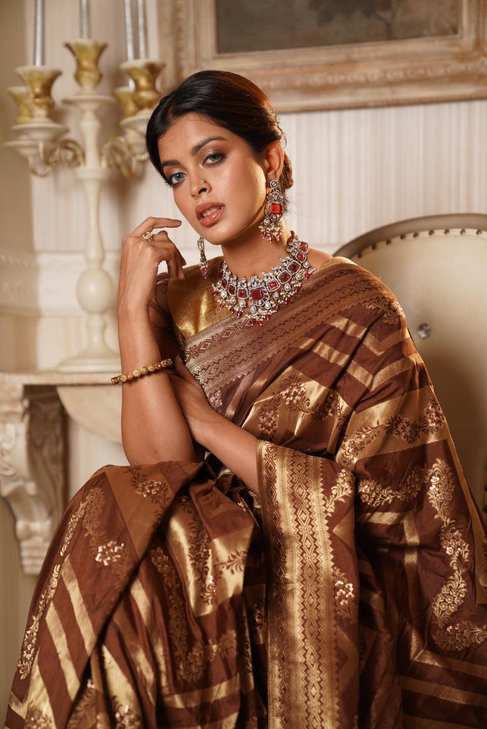 Brown saree