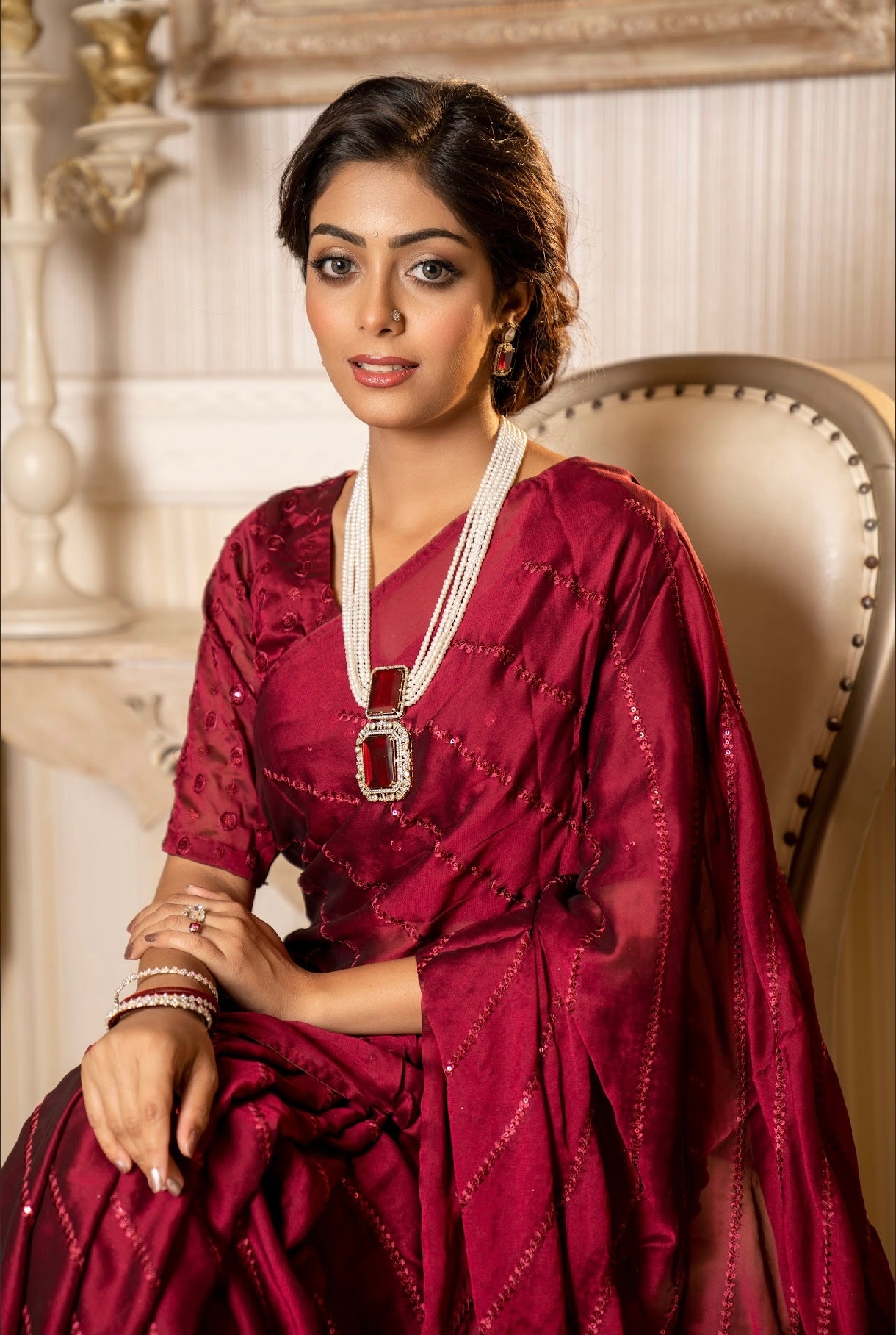 Wine Saree