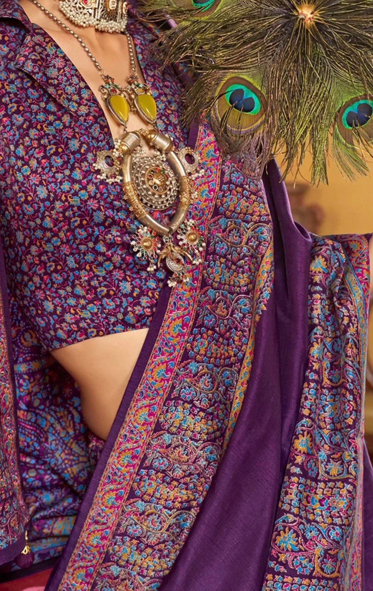 Purple Kani Silk Saree