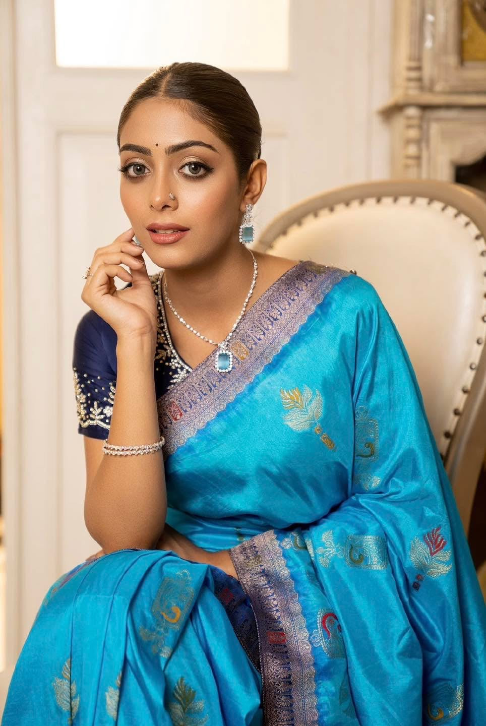 Firoza Blue Katan Silk