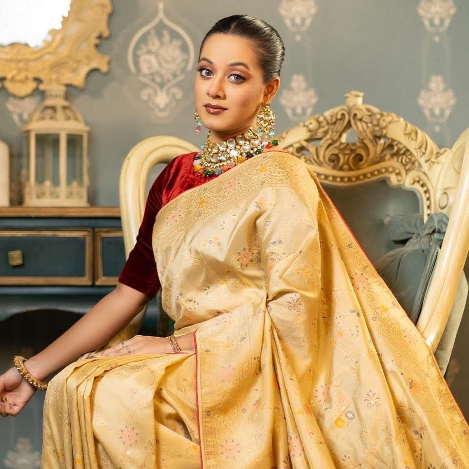 Golden Meenakari Saree
