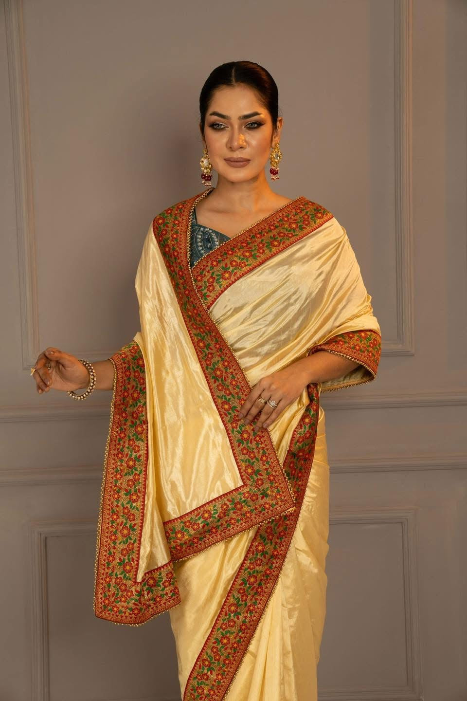 Cream Kanchipuram Saree