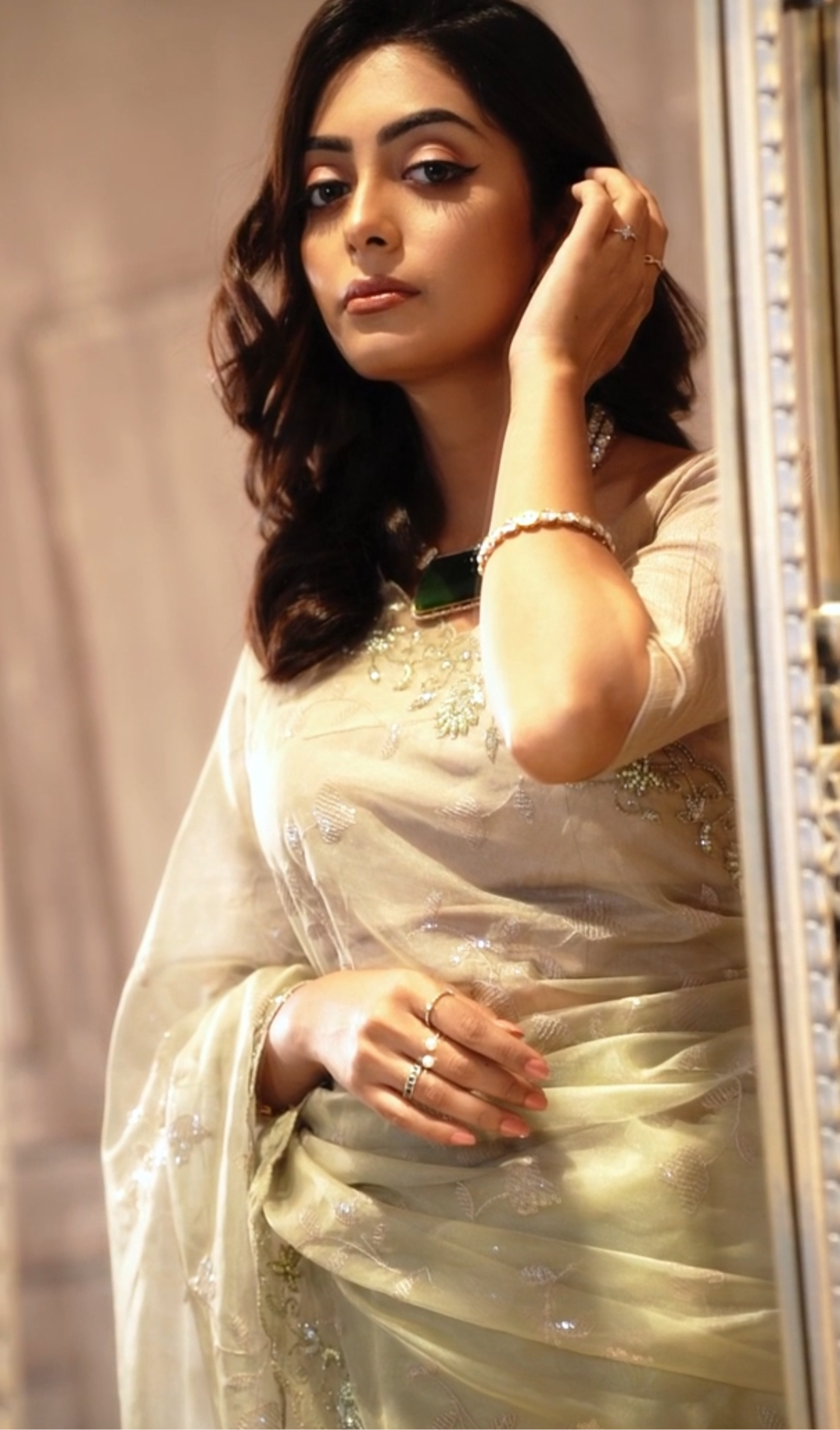 Pastel Green Designer Saree