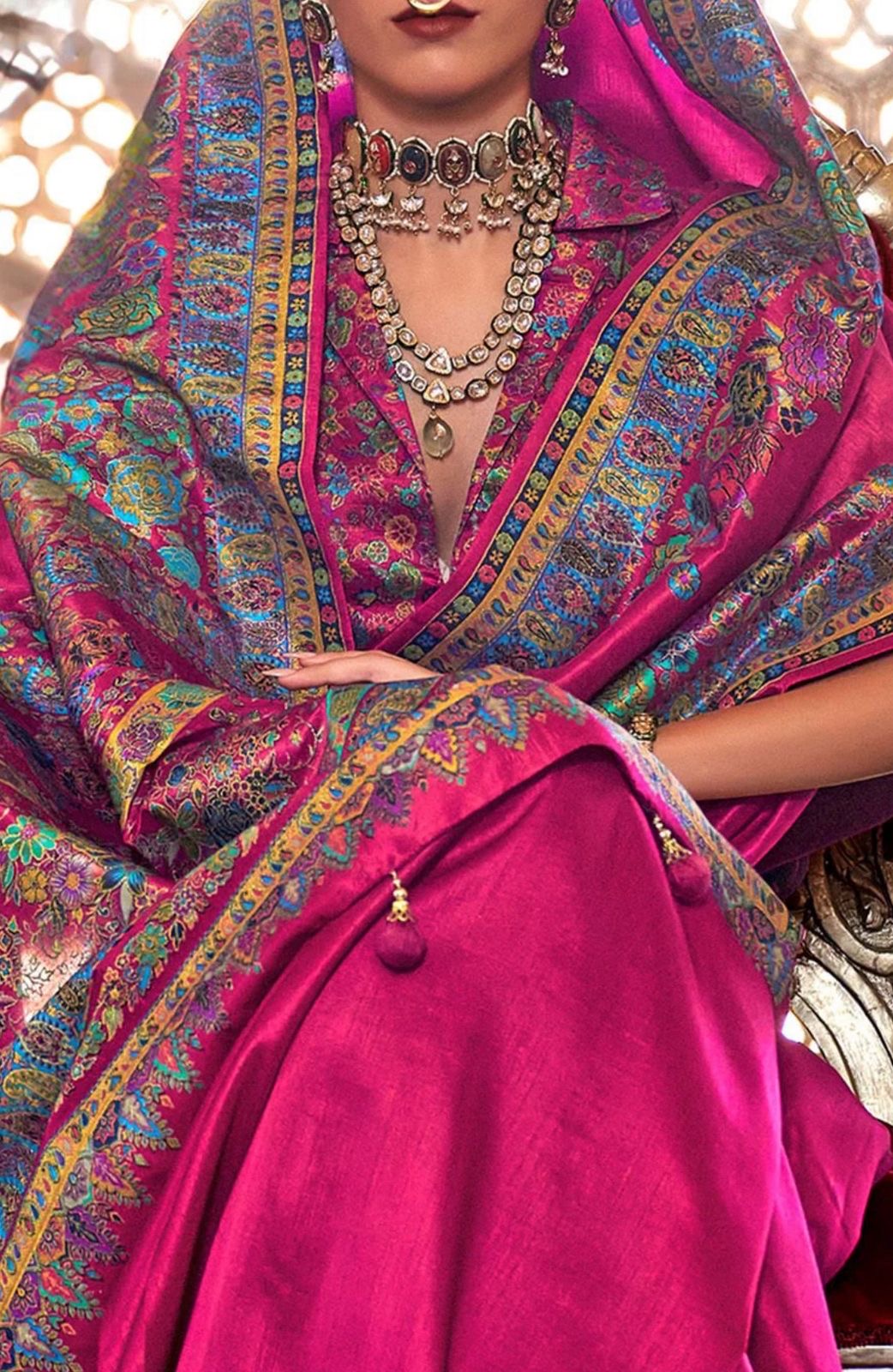 Hot Pink Banarasi saree