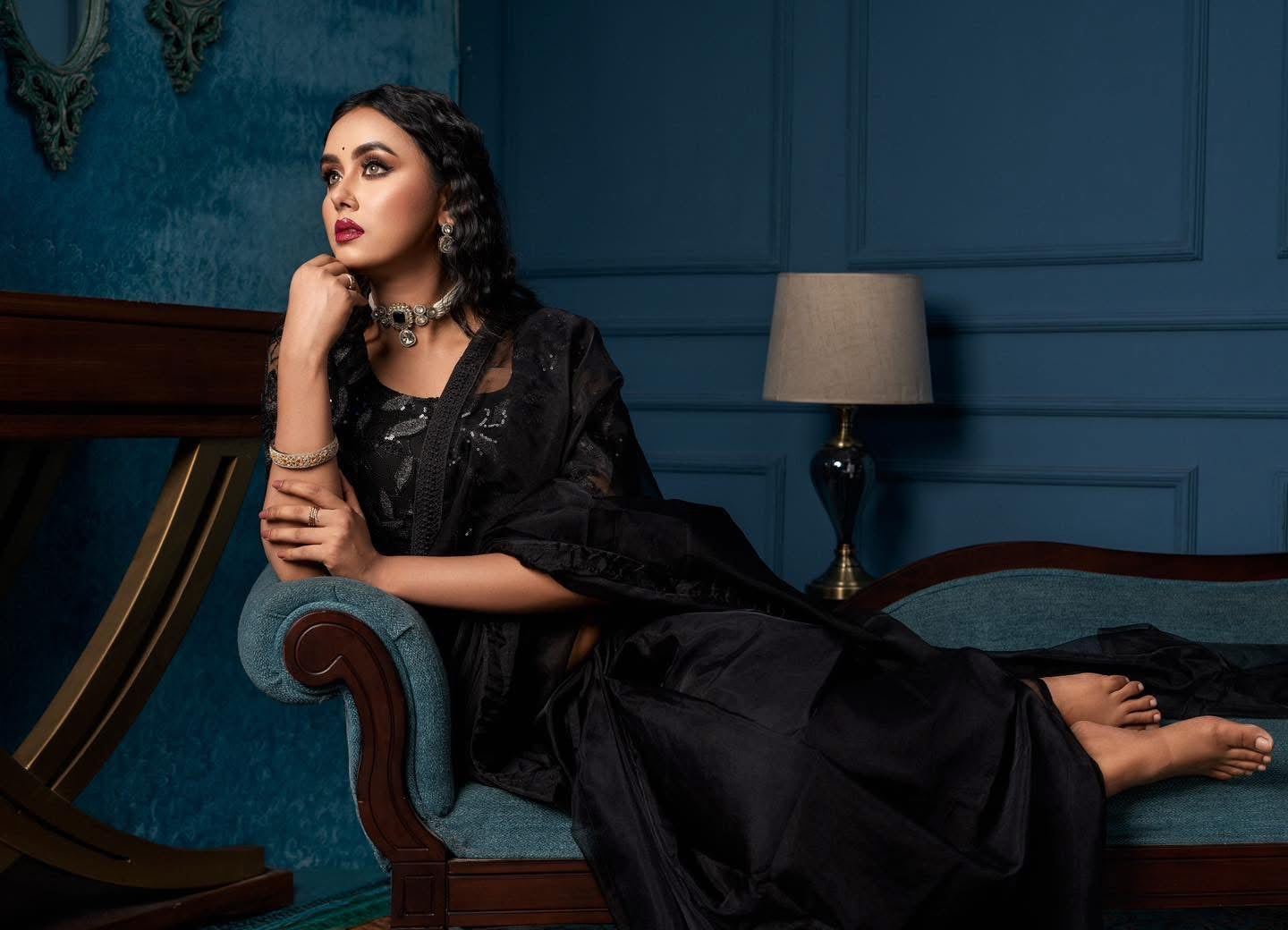 Black organza saree