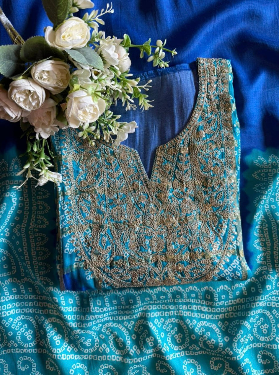 Blue Bandhej Dress