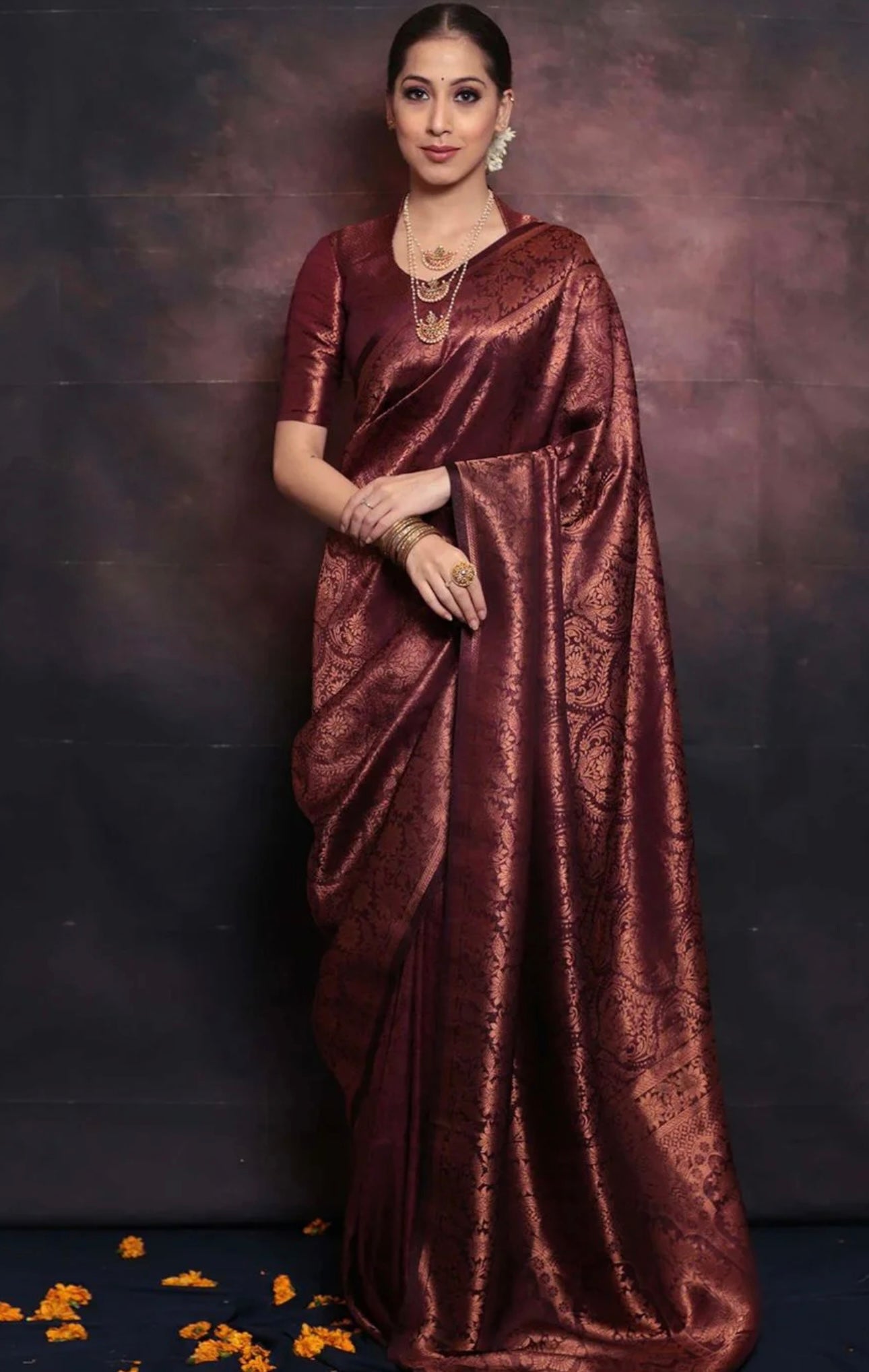 Maroon Kanchiwaram Saree