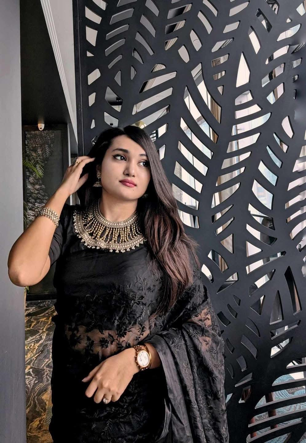 Black embroidery Silk