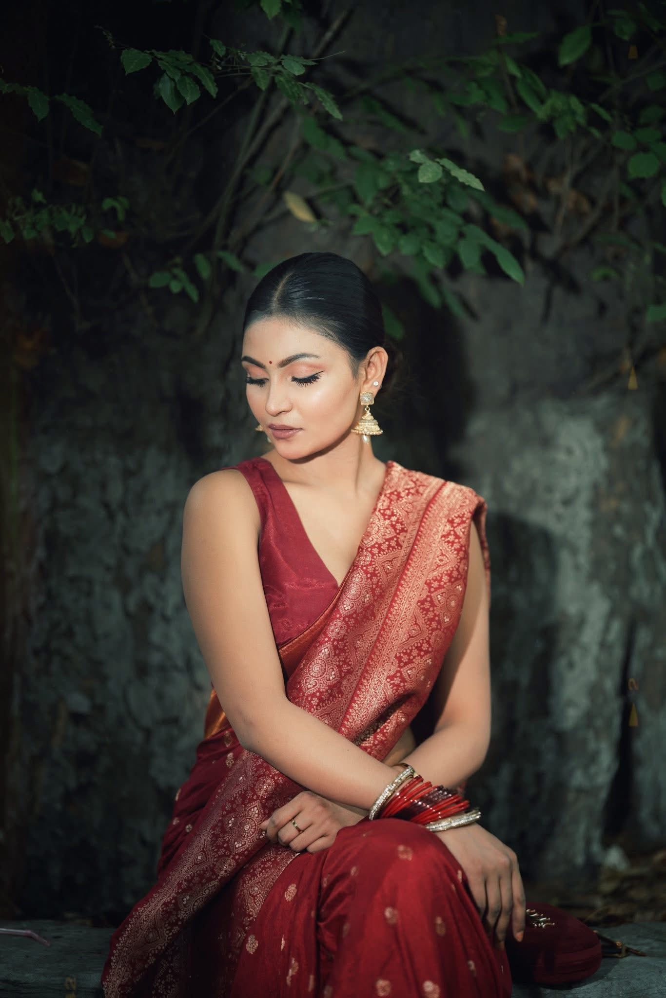 Red Katan Jaal Saree