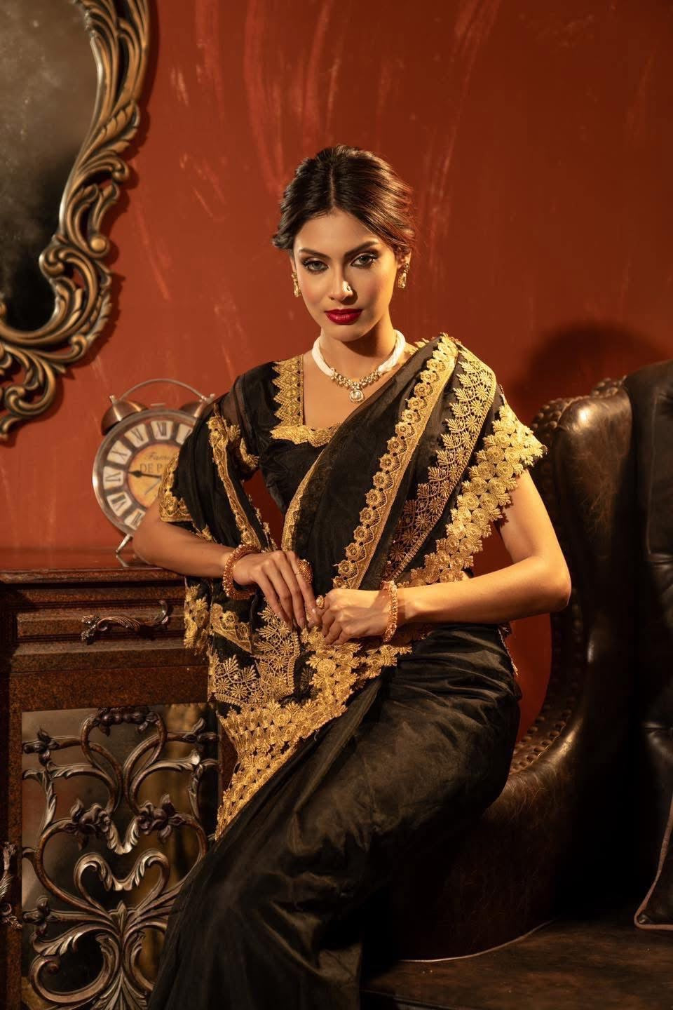 Black Gadwal Silk