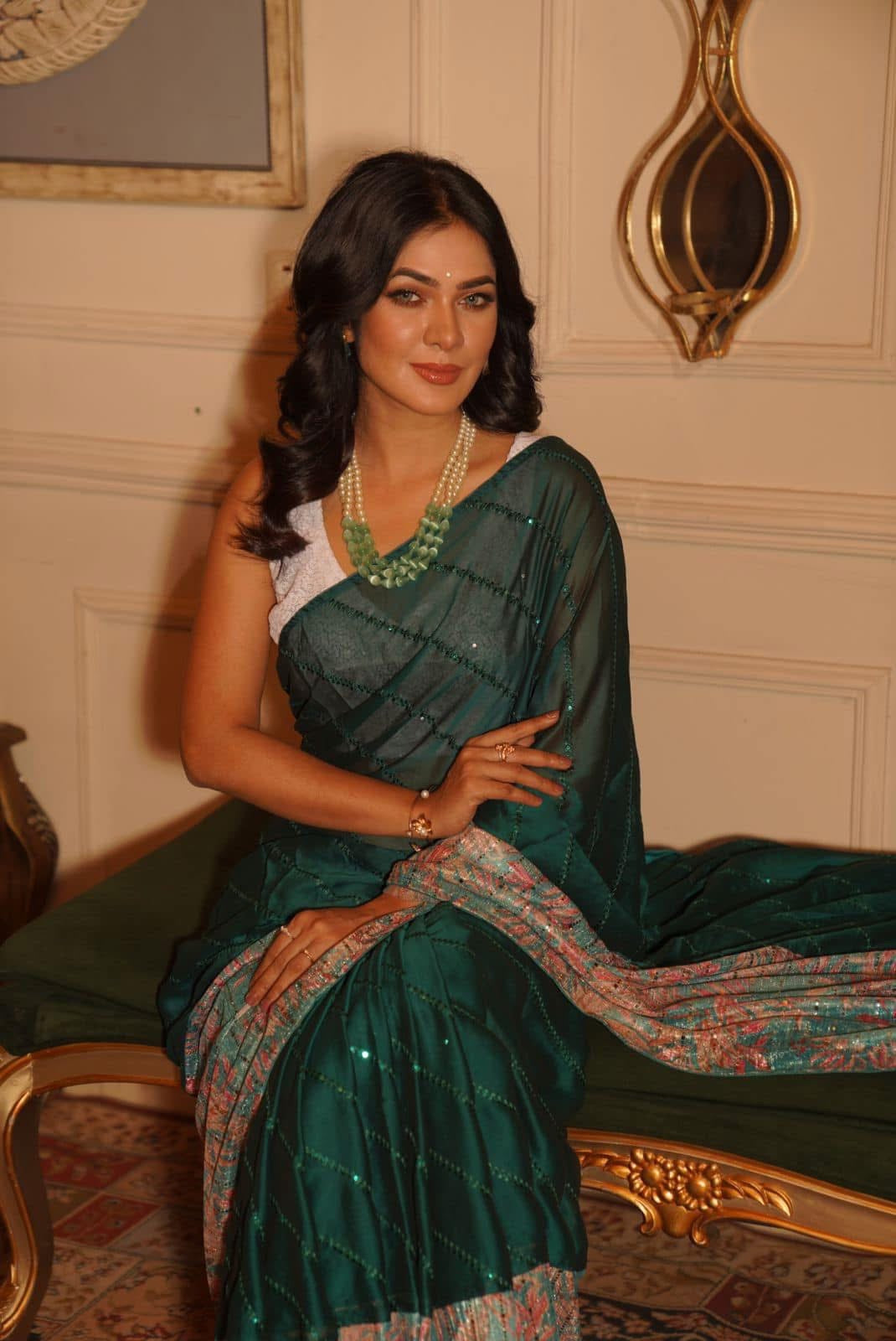 Bottle green Georgette
