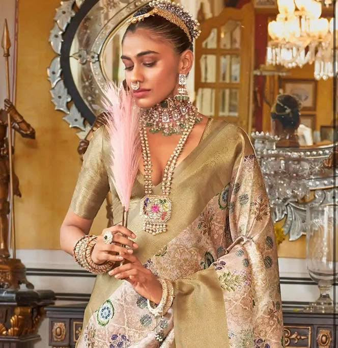 Golden Kanchiwaram Saree