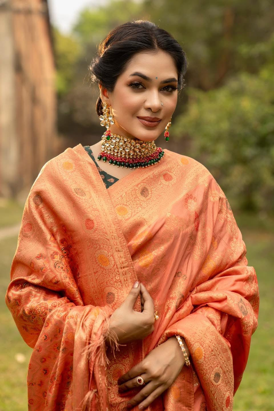 Pastel Peach Meenakari