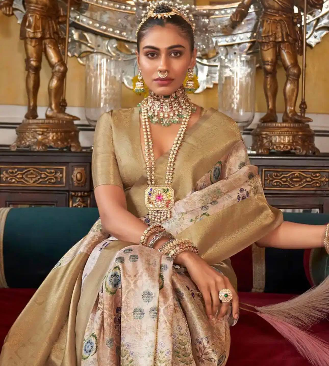 Golden Kanchiwaram Saree