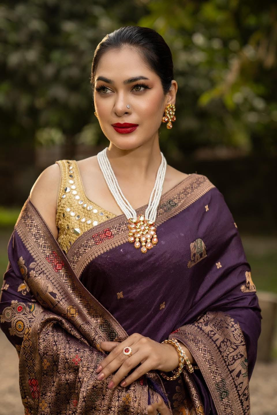 Purple Elephant Saree