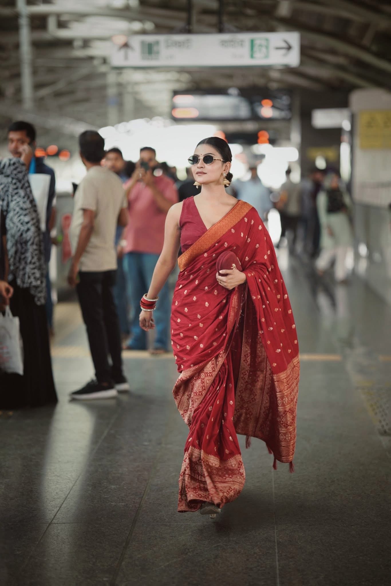 Red Katan Jaal Saree