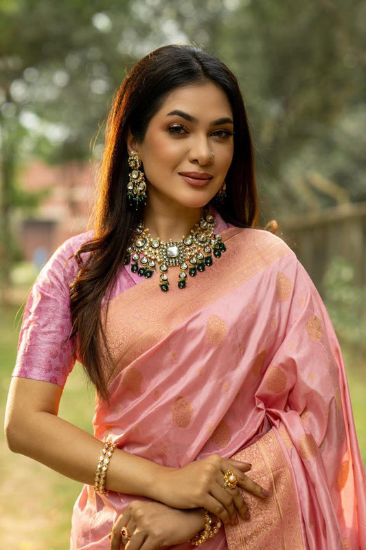 Pink Banarasi Saree