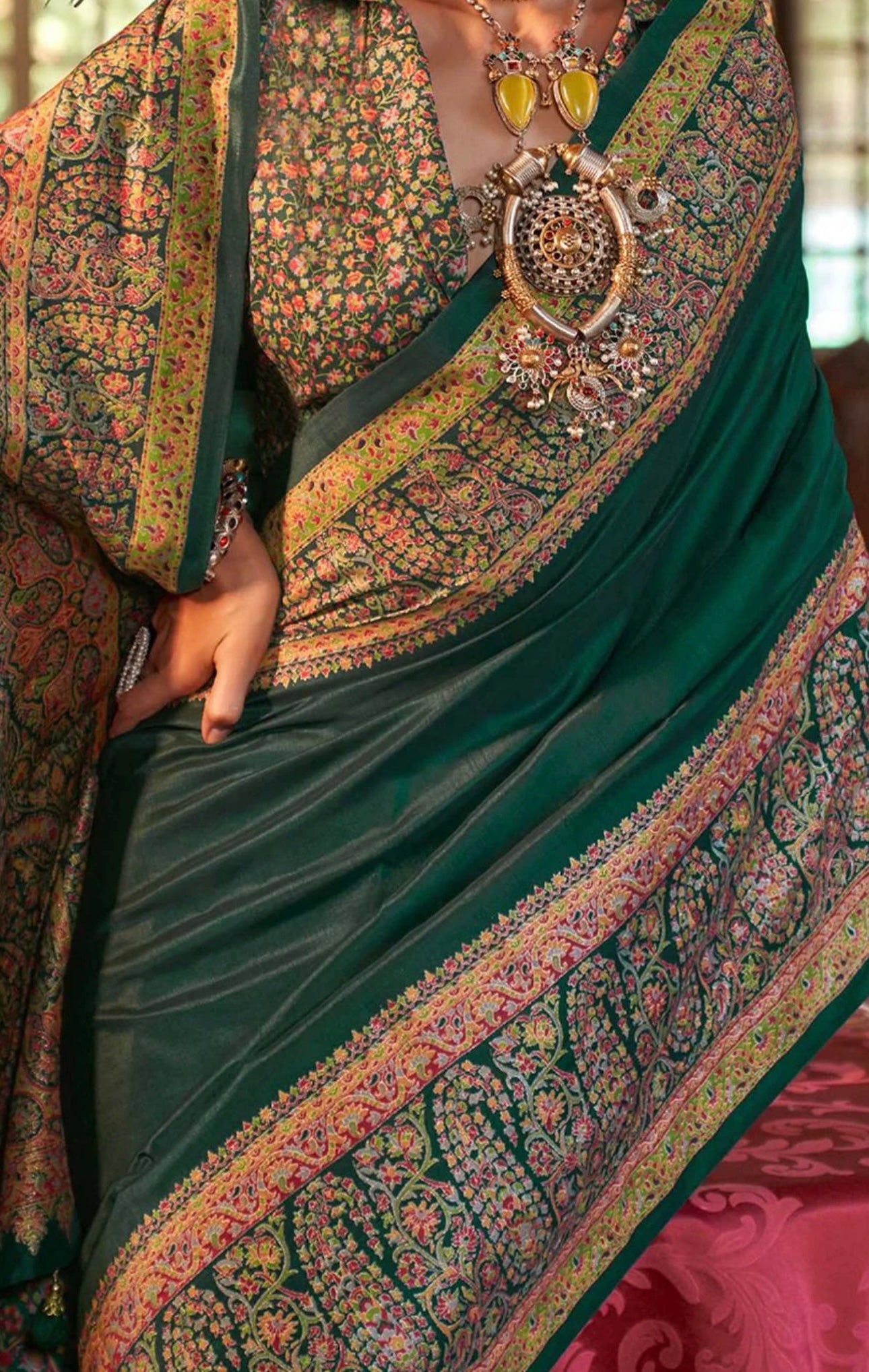 Deep Green Kani saree