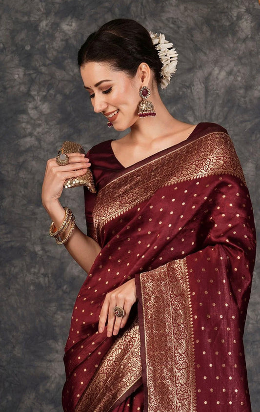 Maroon Boota Saree