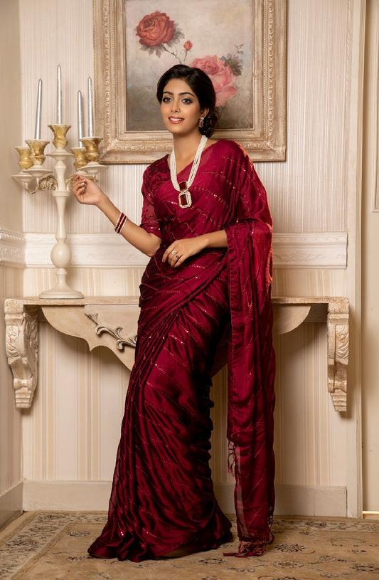 Wine Saree