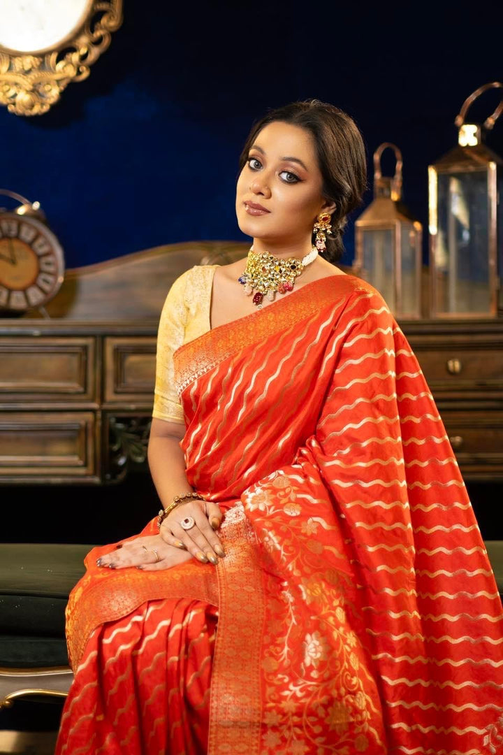 Red banarasi Geo Saree