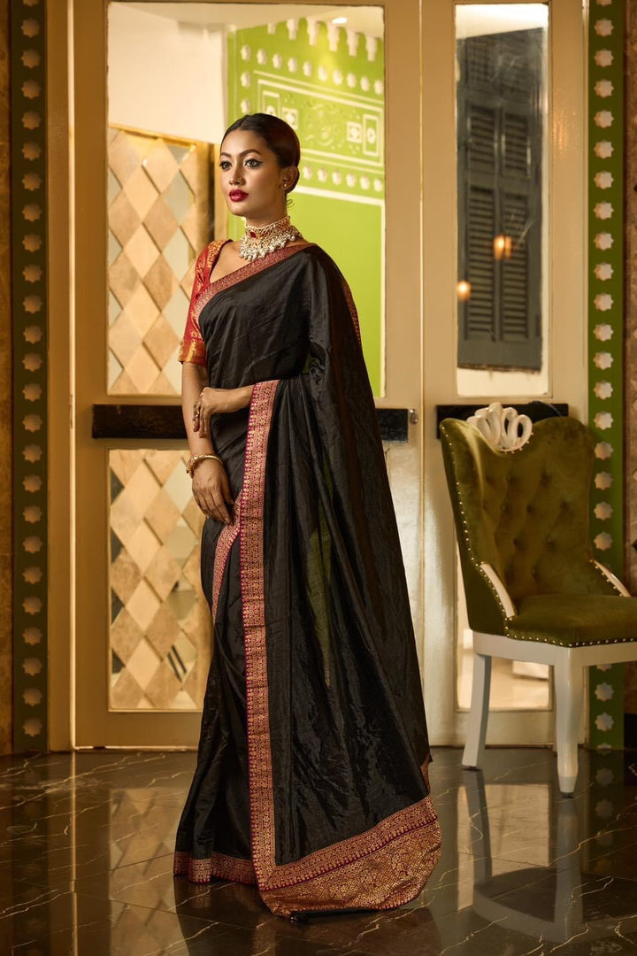 Black gadwal silk