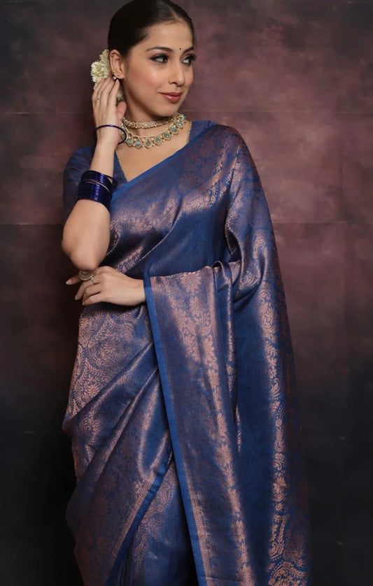 Blue Kanchiwaram Saree
