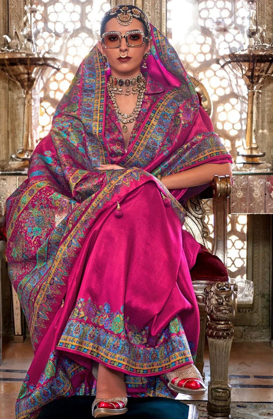 Hot Pink Banarasi saree