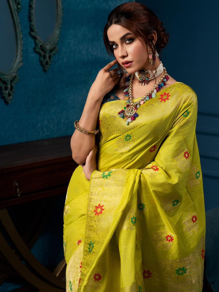 Lemon Green Saree