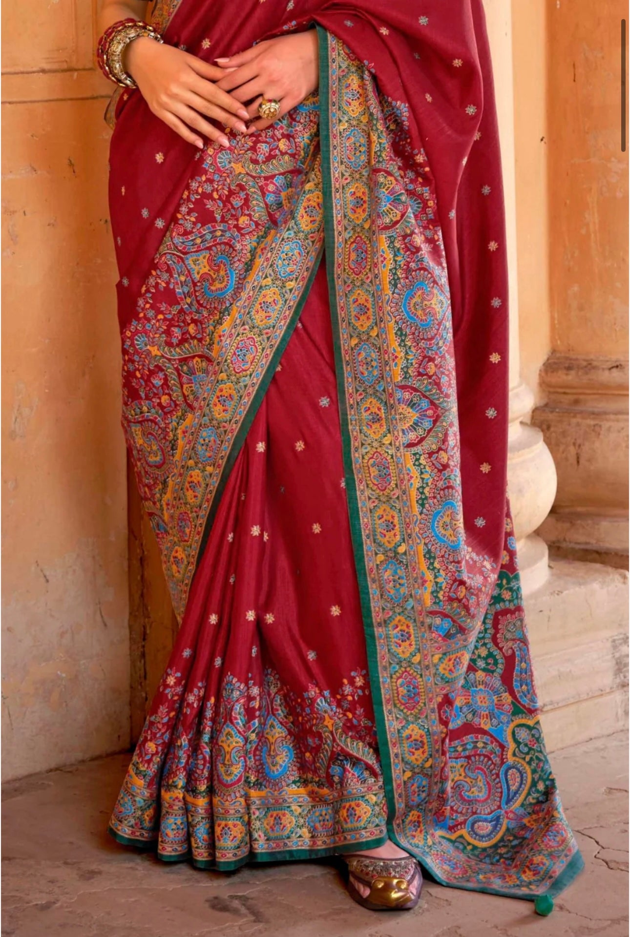 Maroon Banarasi saree