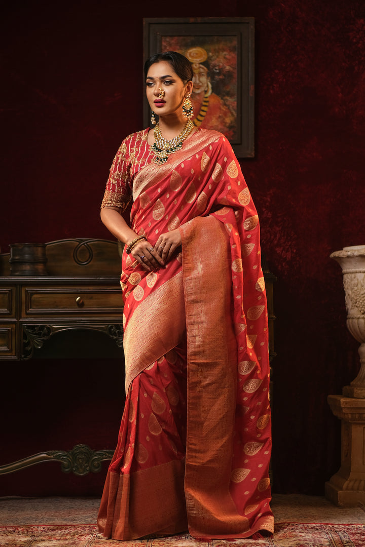 Red Katan Bridal Saree