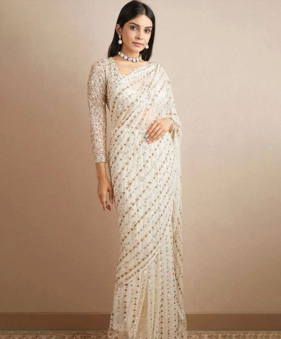 White Georgette sareee