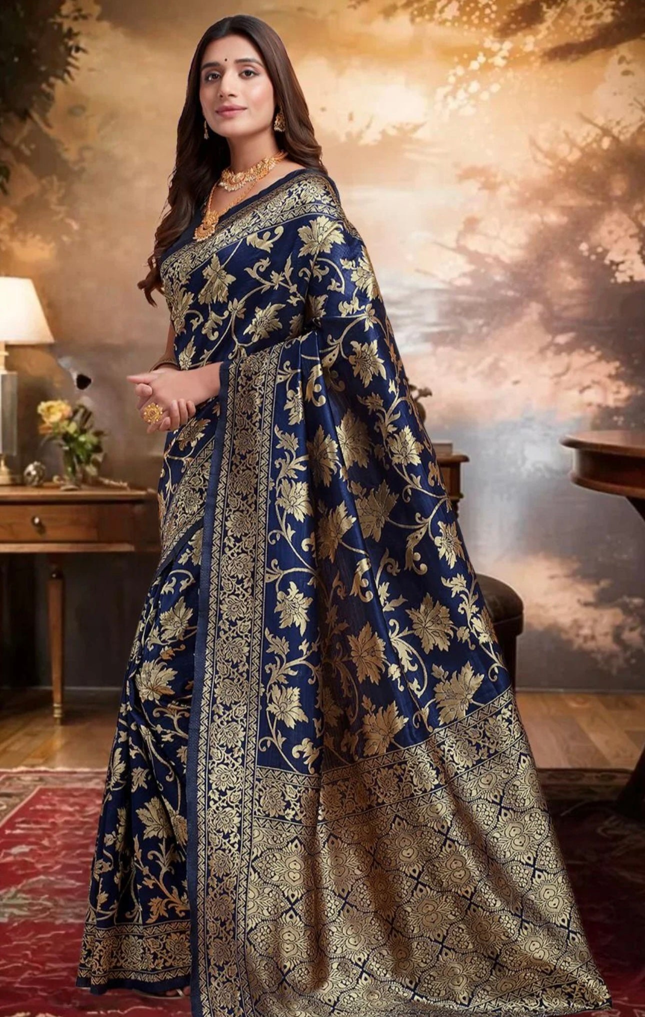 Blue Banarasi Silk Saree