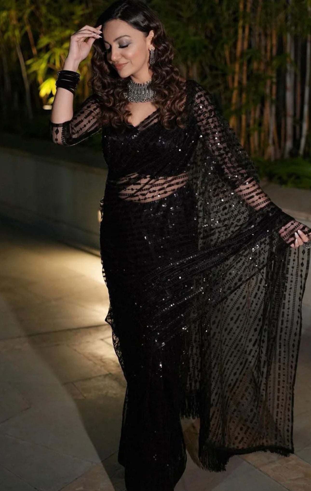 Black Handwork Saree