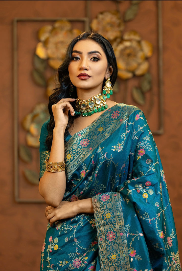 Bottle Green Meenakari Saree