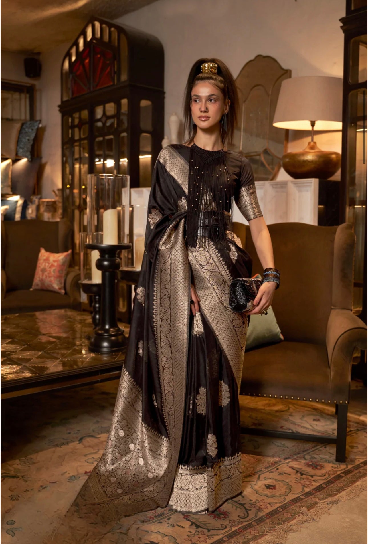 Black Designer Kanchiwaram Saree