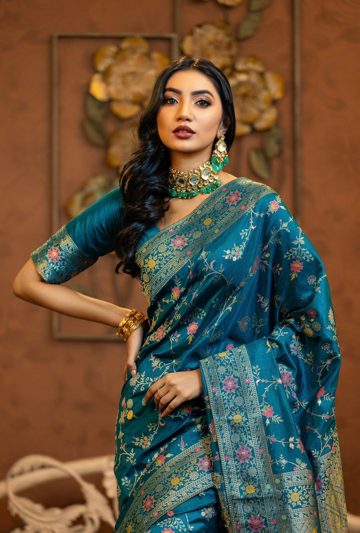 Bottle Green Meenakari Saree