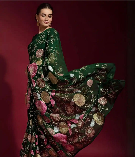 Handwork Green Saree