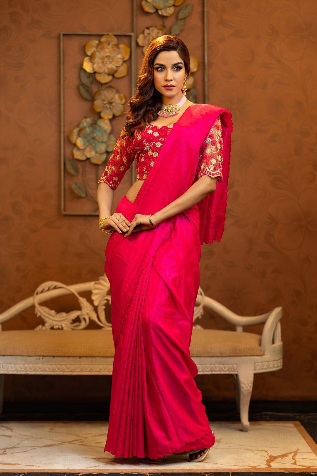 Pink Gadwal Saree