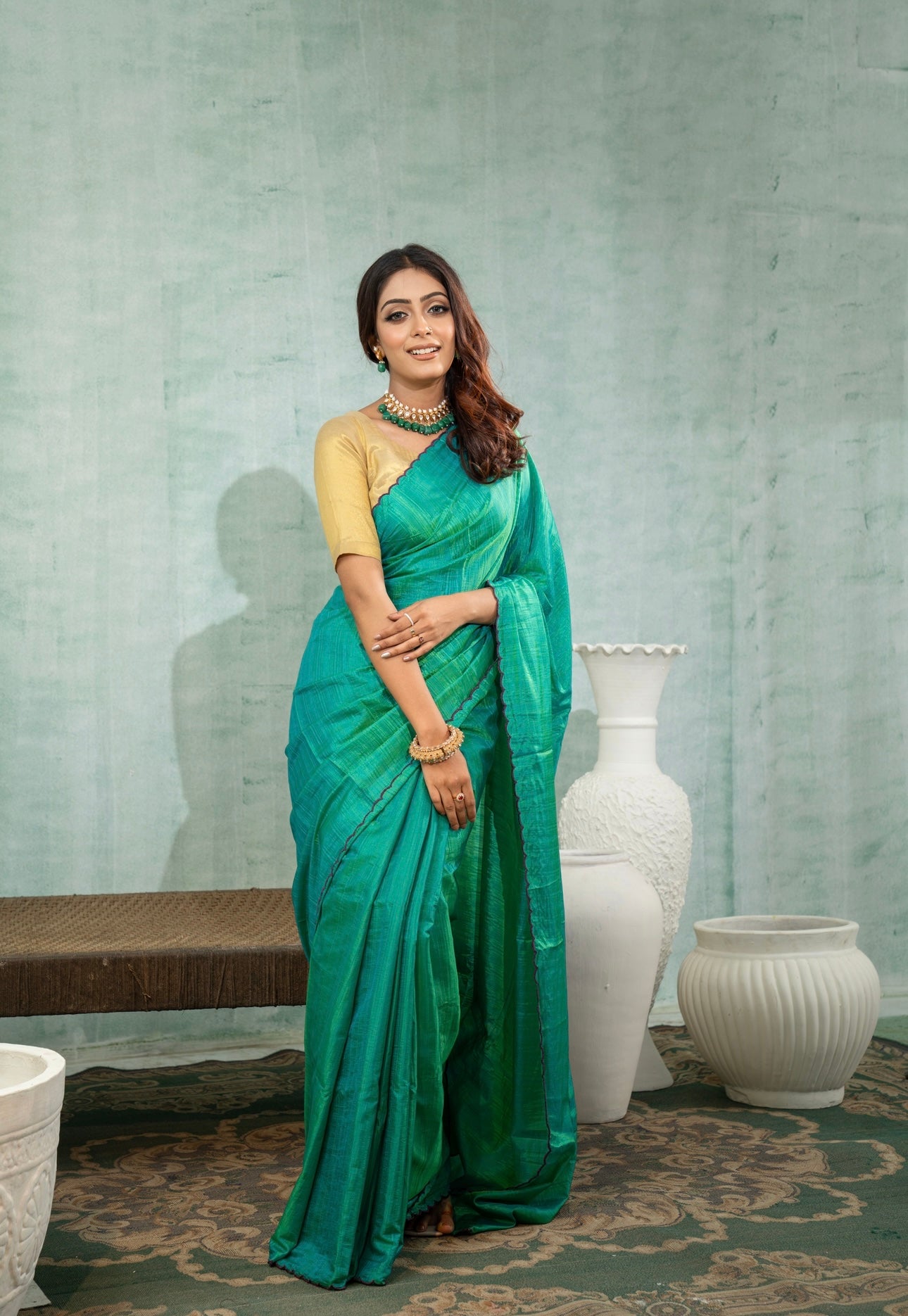 Chanderi Green Saree