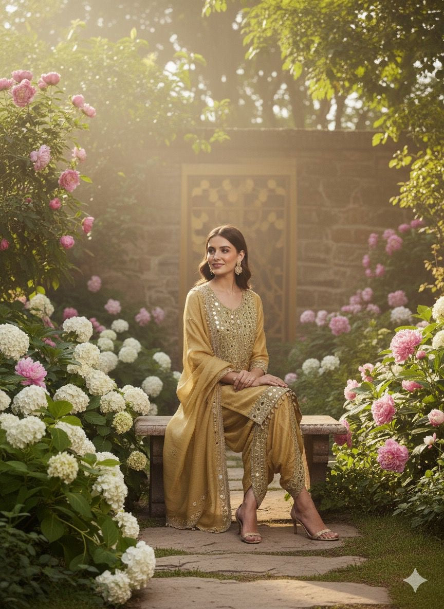 Golden Anarkali Dress
