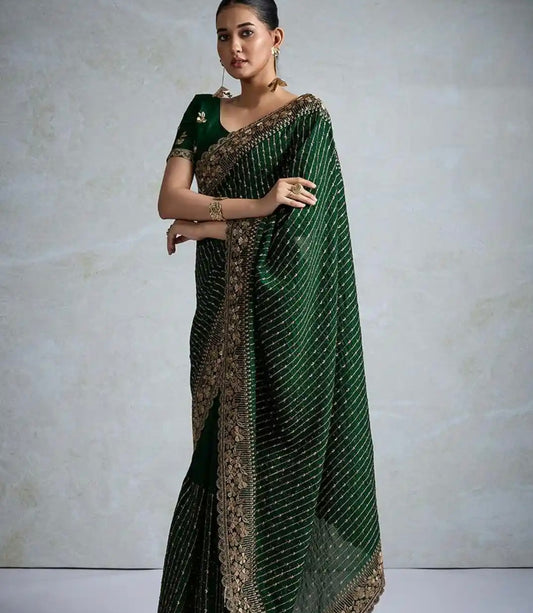 Zardosi Green Saree