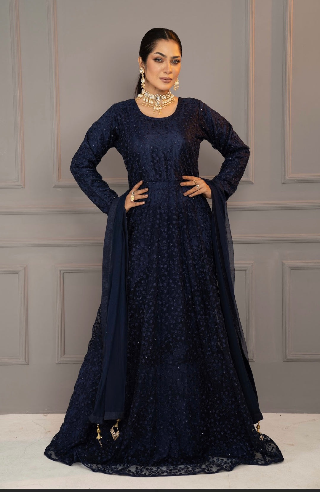 Navy blue gown