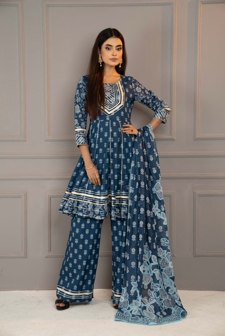 Blue cotton salwar kamiz